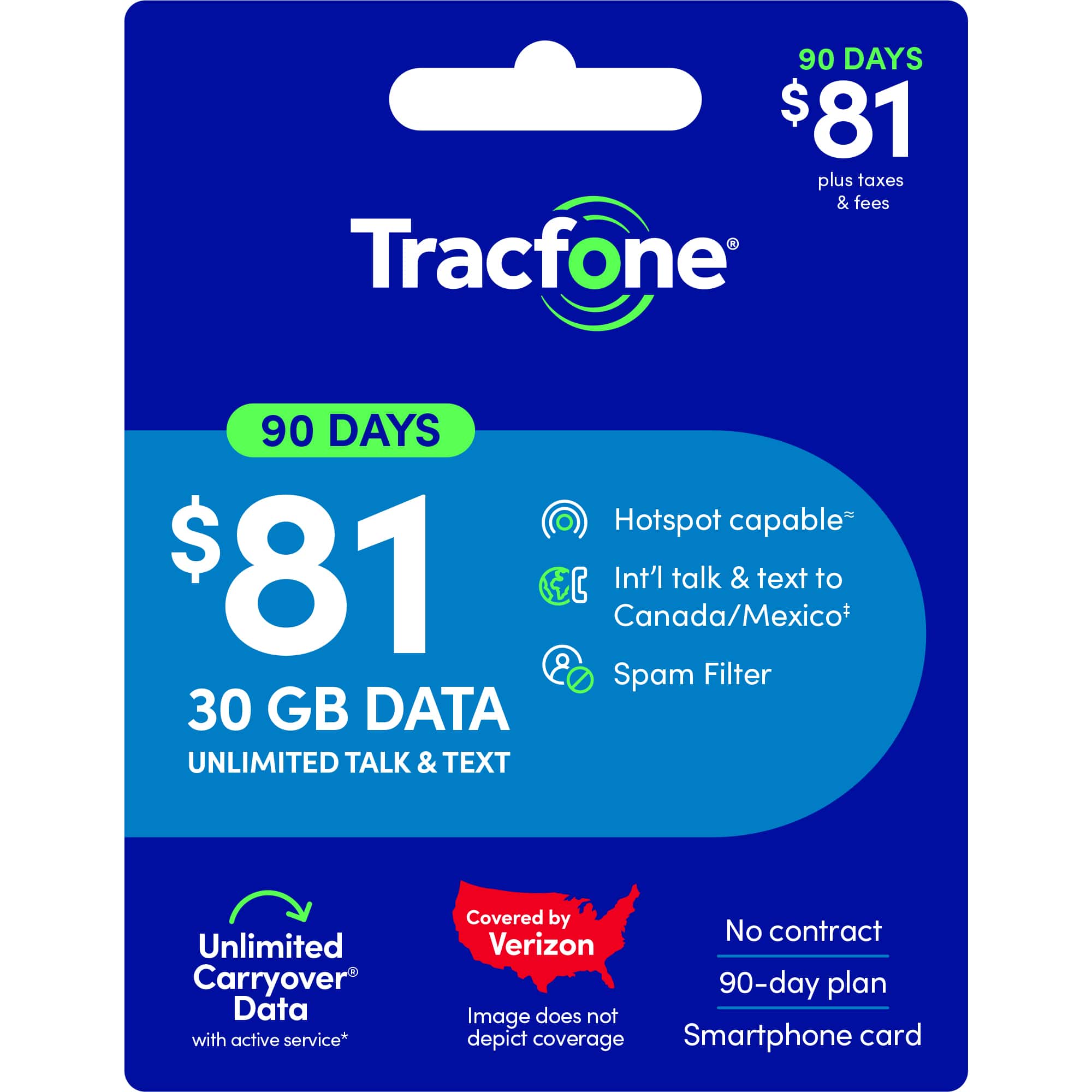 Tracfone - $81 Unlimited Talk & Text plus 30GB of Data 90-Day - Prepaid Plan [Digital]
