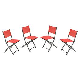 Emma + Oliver - Bartlett Set of 4 Folding Chairs for Indoor/Outdoor Use with Flex Comfort Material and Steel Frames - Red