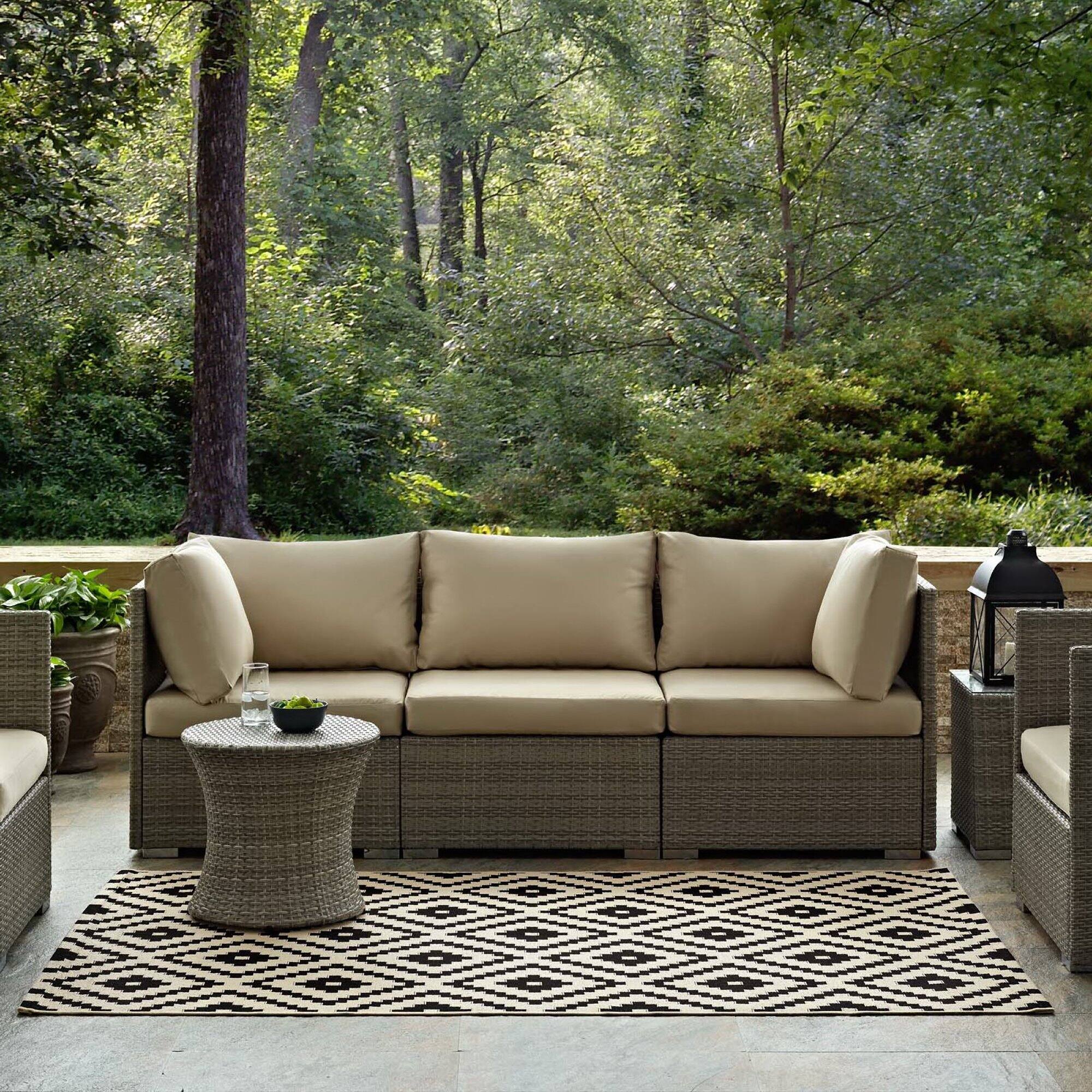 Left. Modway - Perplex Geometric Diamond Trellis Indoor and Outdoor Area Rug - Black and Beige.