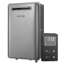 VEVOR - Propane Tankless Water Heater, 5.3Gal Outdoor 120000 BTU Instant Hot Water Heater, Smart Temperature Control - Gray