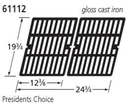 Music City Metals - MCM616111221 grid, ci, 19.75 x 24.75; Presidents Choi rectangular cooking grids, 22 3/4” to 19”