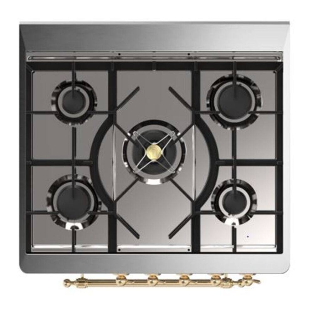 Alt View 5. ILVE - ILVE Majestic II Series  30 in. Dual Fuel Range with 5 Sealed Burners (Natural Gas, Brass Trim) - Graphite Matte.
