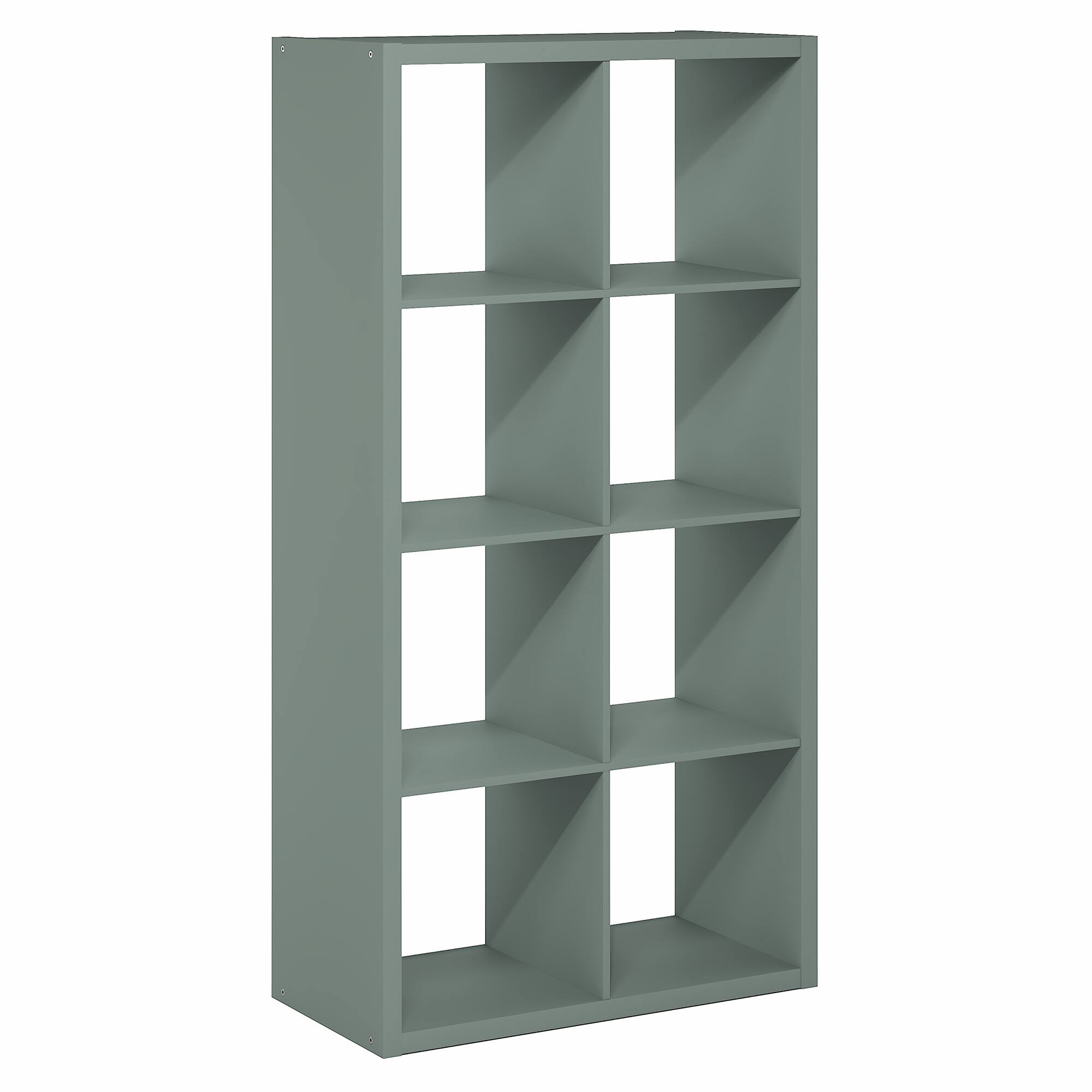 Alt View 5. Furinno - CUBICLE 8-Cube Thick Frame Bookshelf, Reversible Bookcase with Open Back, for Living Room, Bedroom, Home Office - Sage Green.