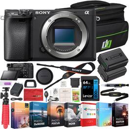 Sony - a6400 4K Mirrorless Camera ILCE-6400/B Body Only with Deco Gear Travel Case Kit