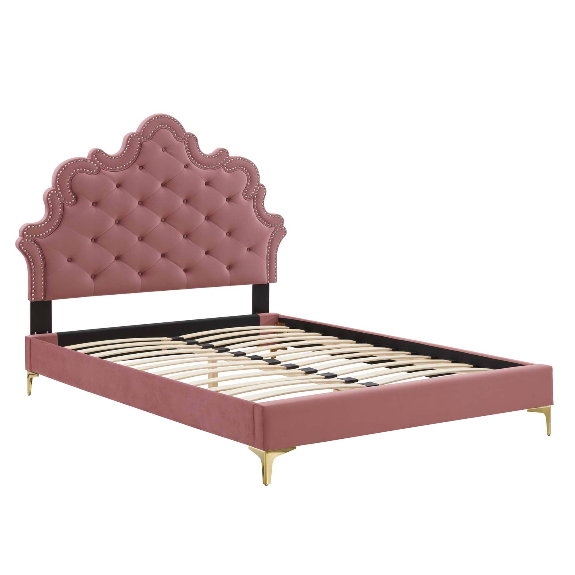 Alt View 1. Modway - Current Performance Velvet Queen Platform Bed - White.