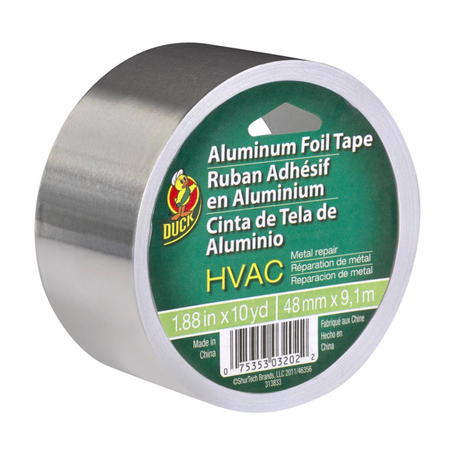 Aluminum Foil Tape  
Ruban Adhésif en Aluminium  
Cinta de Tela de Aluminio  
Metal repair  
Reparation de metal  
Reparacion de metal  
HVAC  
1.88 in x 10 yd  
48 mm x 9.1 m  
Made in China  
Fabriqué aux Chine  
Hecho en China  
75353 03202  
©ShurTech Brands, LLC 2011/46356  
313833