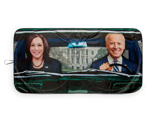 Front. Surreal Entertainment - President Biden and VP Harris Sunshade for Car Windshield | 64 x 32 Inches - Blue.