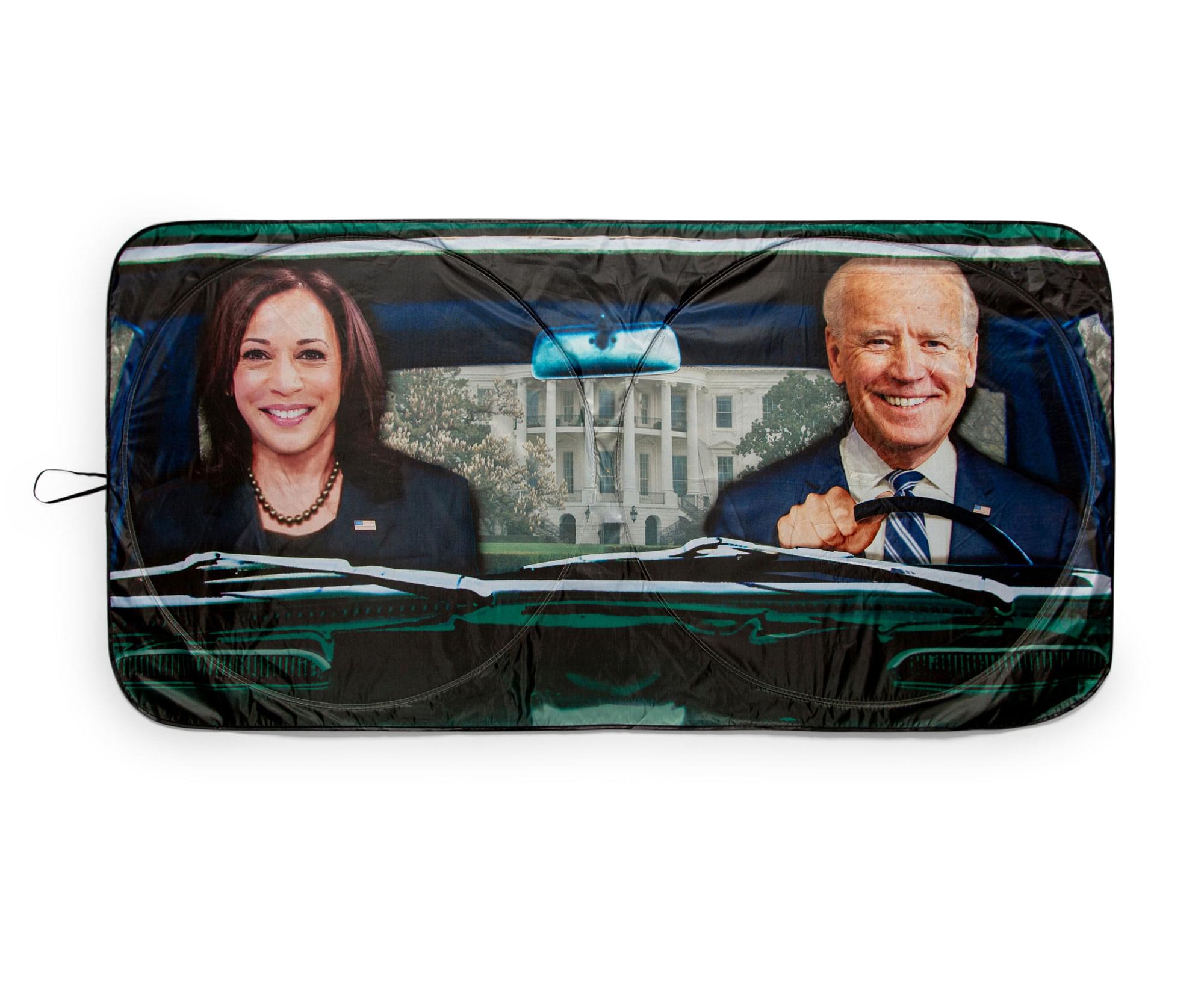 Front. Surreal Entertainment - President Biden and VP Harris Sunshade for Car Windshield | 64 x 32 Inches - Blue.