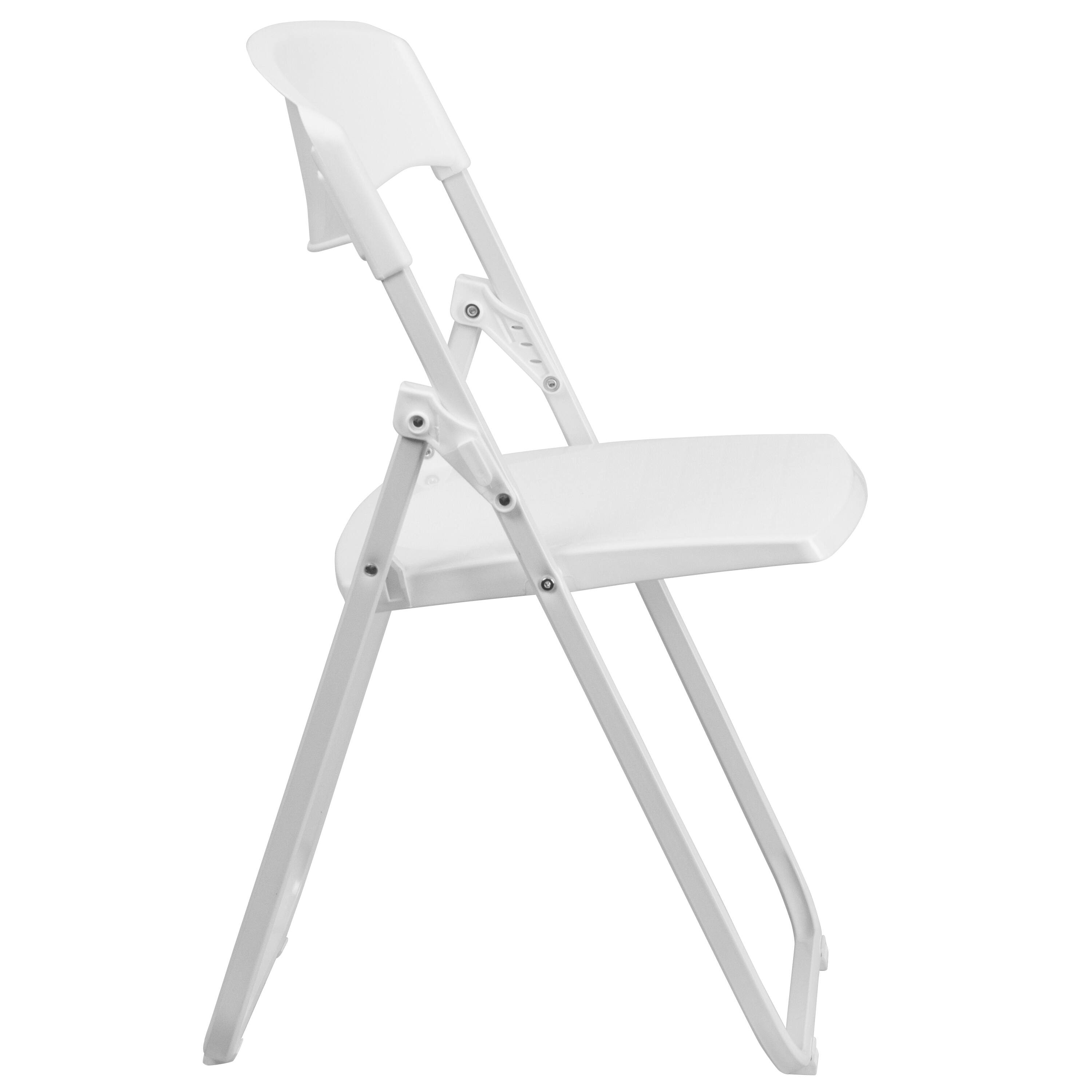 Alt View 7. Emma + Oliver - 2 Pack Commercial Event Plastic Folding Chair with Ganging Brackets - White.