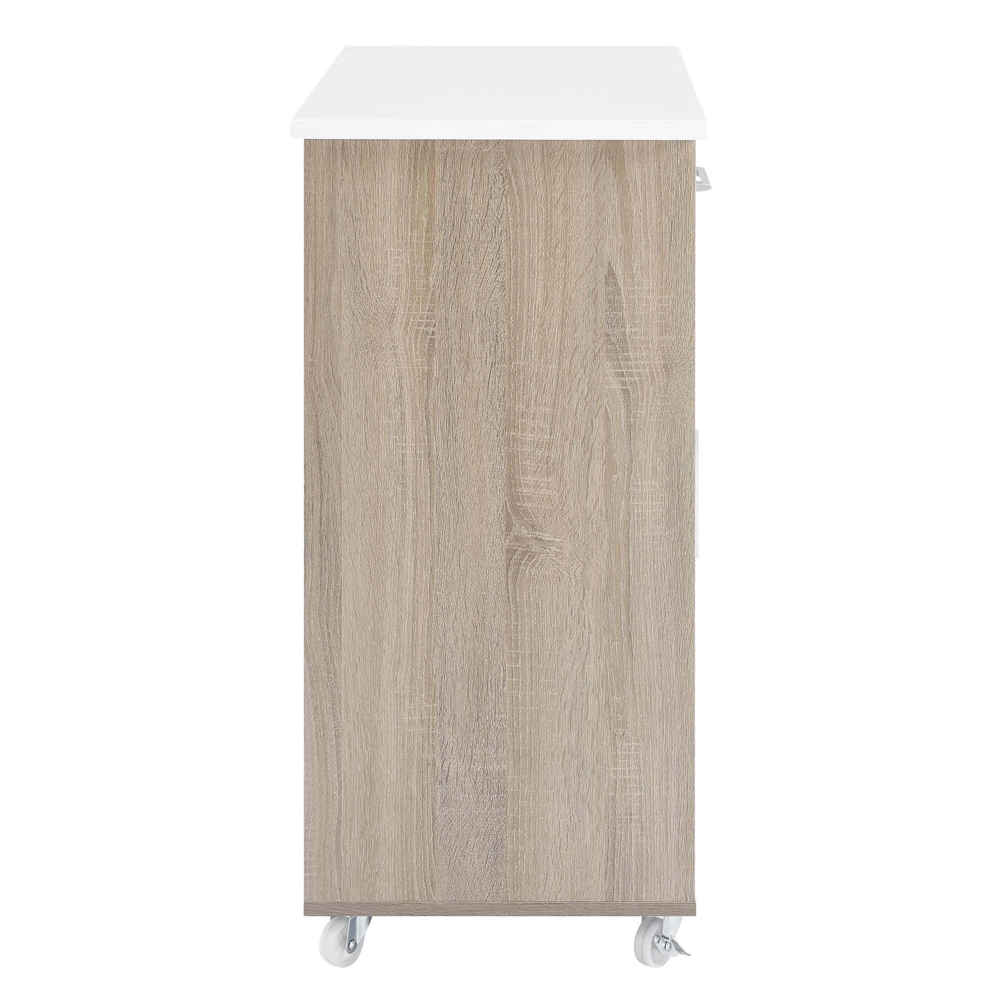 Alt View 2. Modway - Culinary Kitchen Cart With Towel Bar by Modway - Oak White.