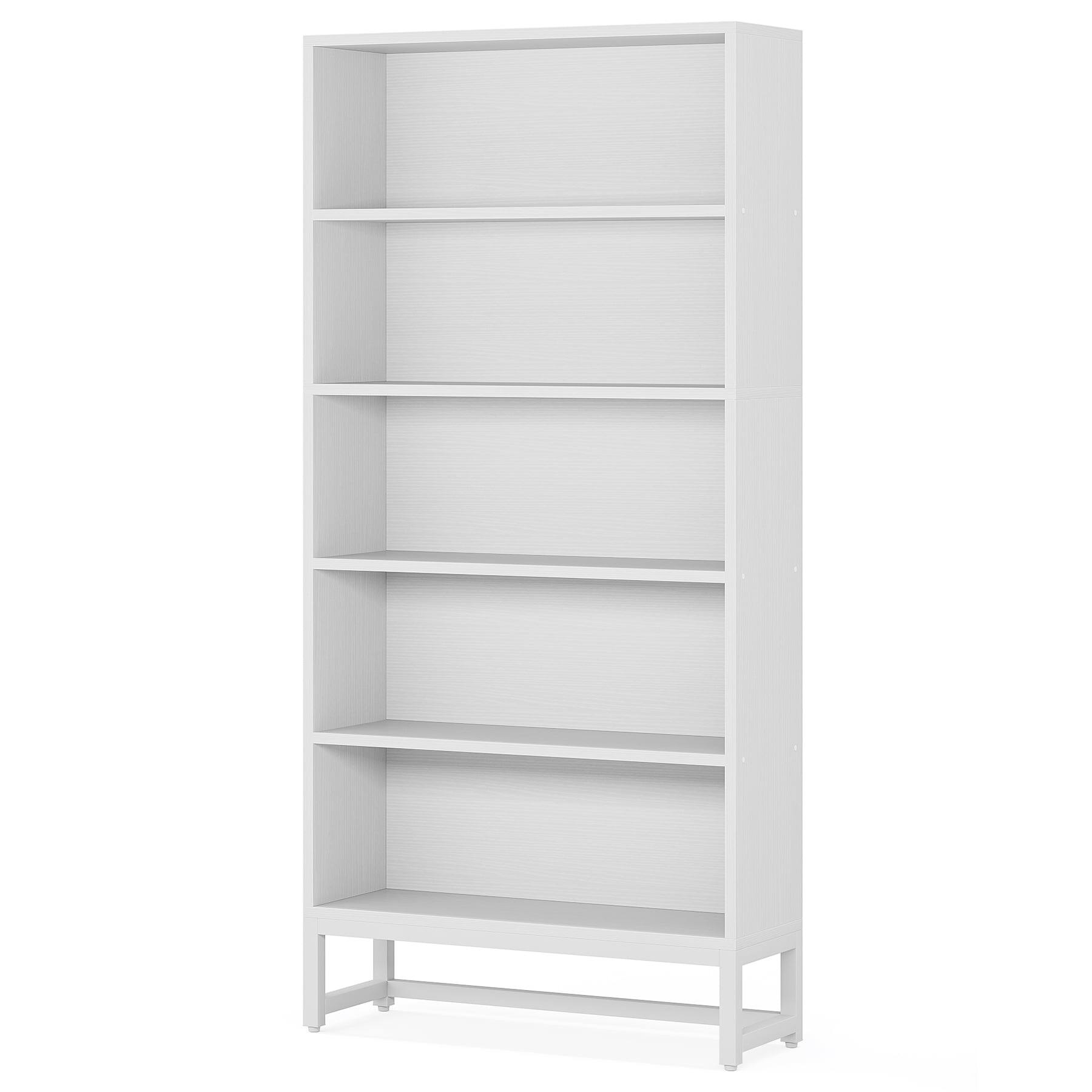 Back. Kadyn - Kadyn Bookshelf, Tall Library Shelf - Sturdy Construction for Heavy Hardbacks, Figures & More, White - White.