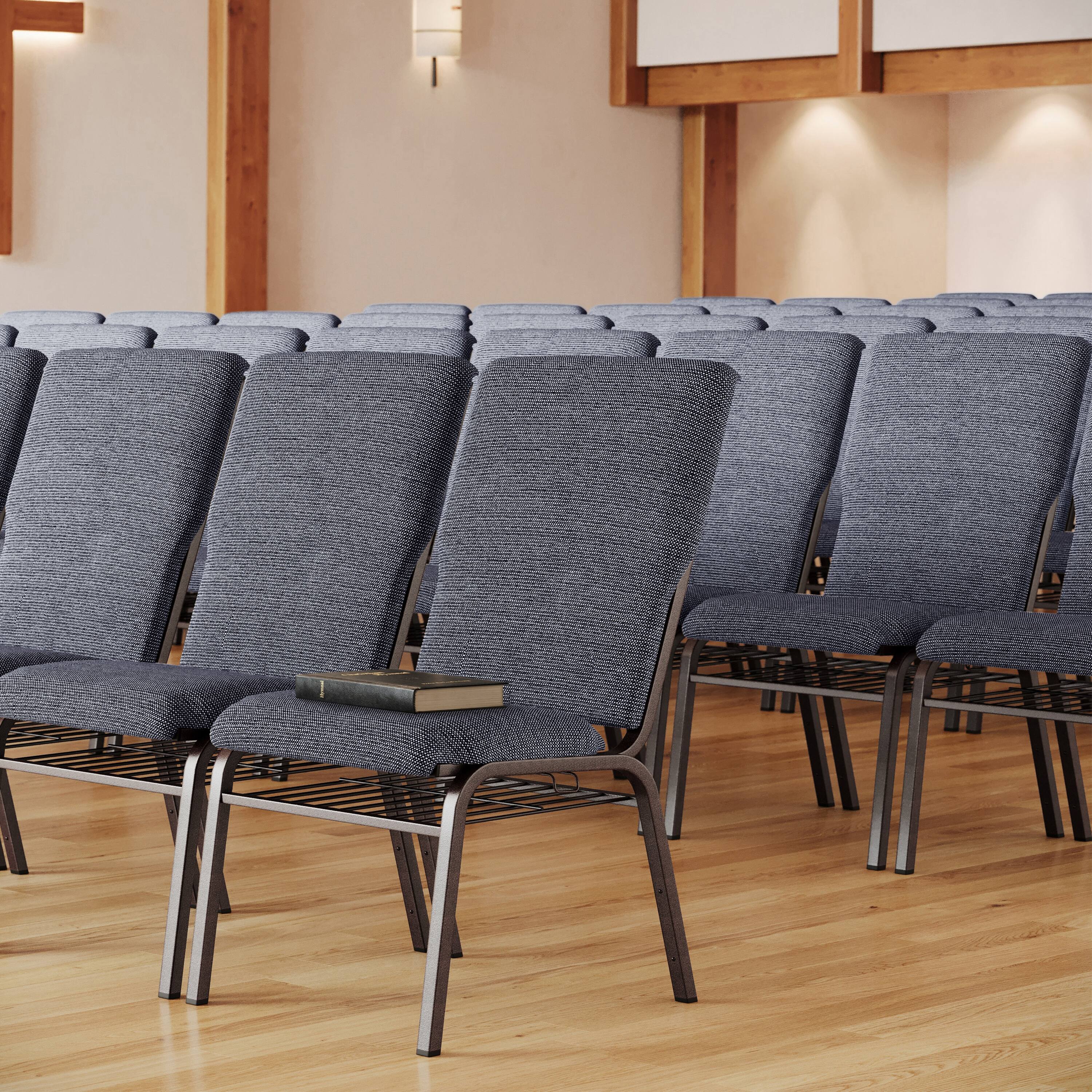 Alt View 1. Emma + Oliver - Discount Church Chair - 21 in. Wide - Black Marble Fabric/Black Frame.
