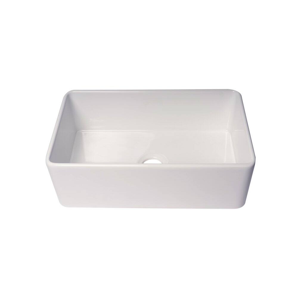 Alt View 1. Alfi - ABF3018 30" White Thin Wall Single Bowl Smooth Apron Fireclay Kitchen Farm Sink - White.