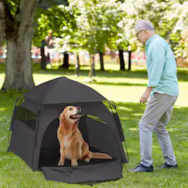 Loheer - Pop Up Dog Tent Extra Large Portable Dog Beach Tent Sun Shelter - Dark Gray