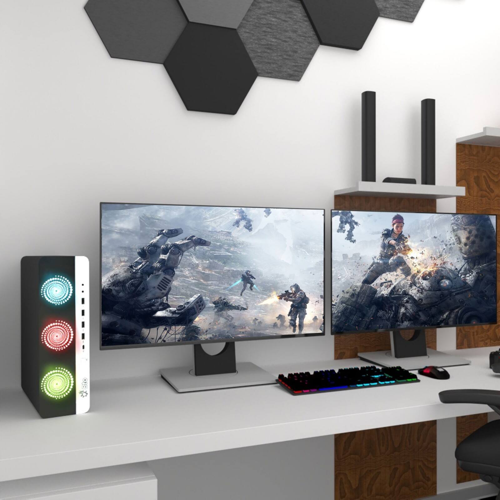 Alt View 1. HP - RGB 800 G3 SFF Gaming PC | Intel Core i7-6th | 16GB DDR4 RAM | 1TB SSD | AMD Radeon RX 550 | 24" LED | Wi-Fi | Win11 - Black.