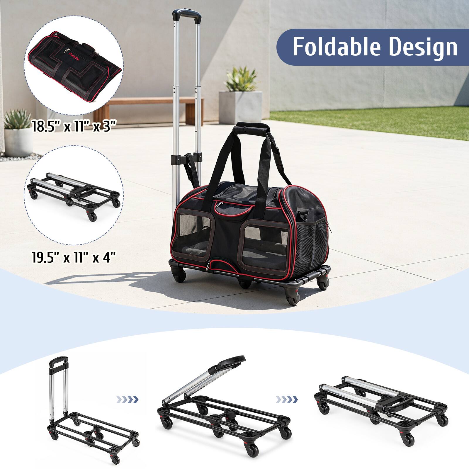 r Petsde L 18.5" X 11" x3" X 3" Foldable Design 19.5" X 11" X 4"
