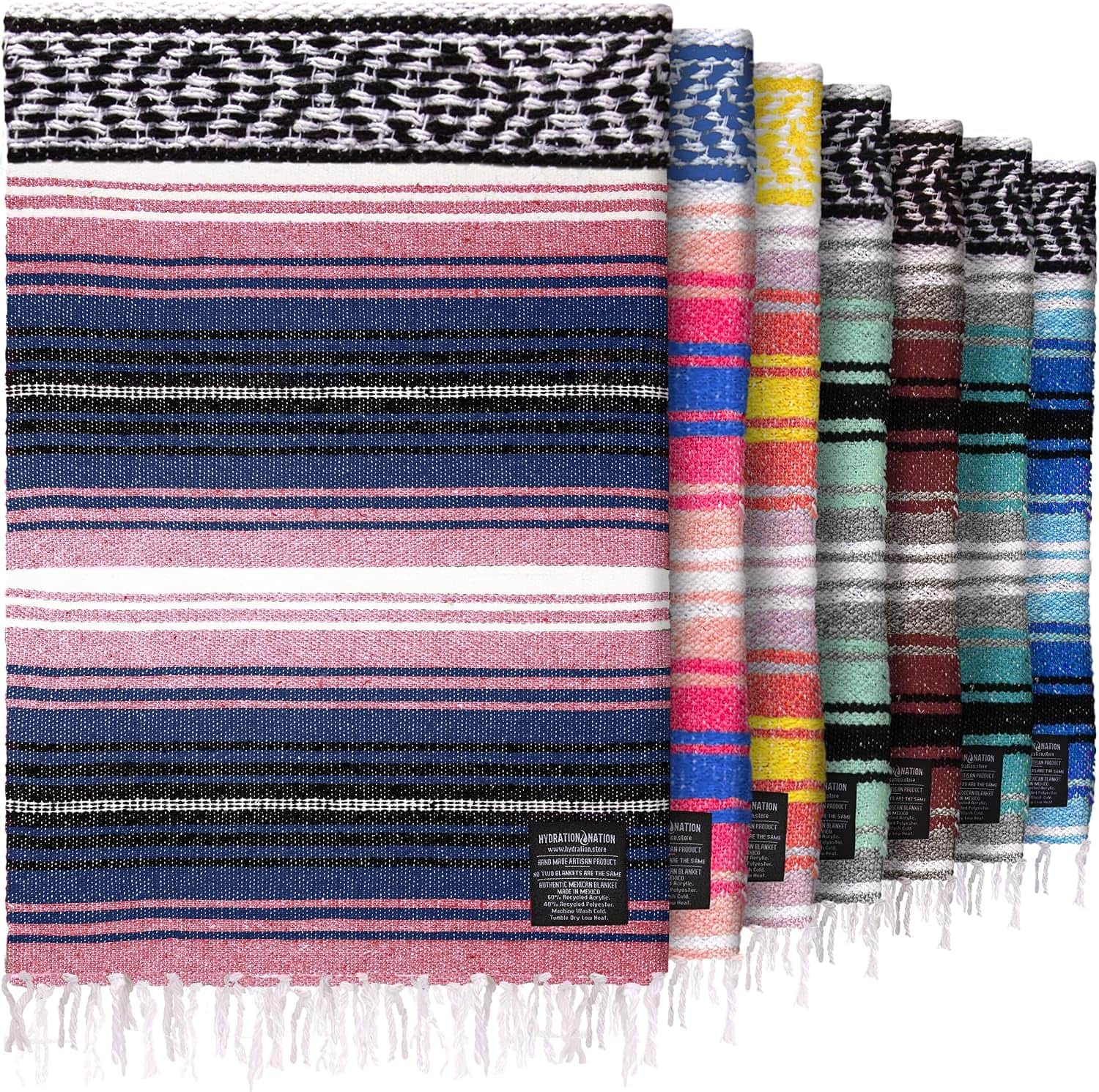 Zulay Kitchen - Large Mexican Blanket 70x50 Authentic Woven Throw - Rose Pastel
