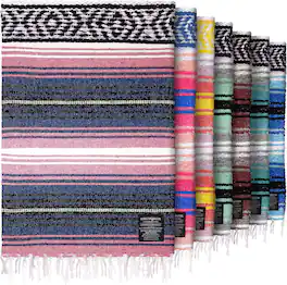 Zulay Kitchen - Large Mexican Blanket 70x50 Authentic Woven Throw - Rose Pastel