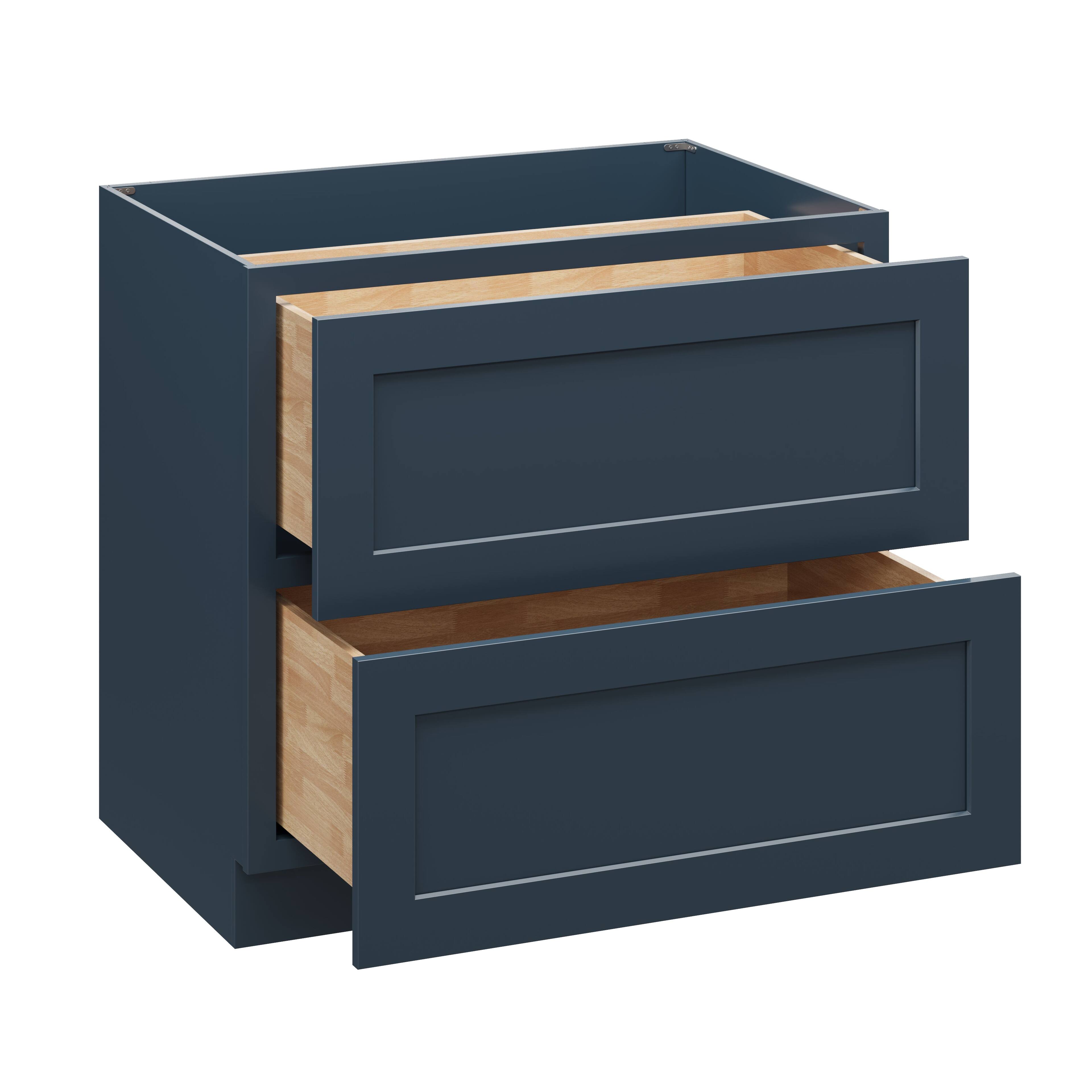 Alt View 1. Boyel Living - 36 Inch Cyber Grey 2 Drawer Base Cabinet with Soft Close Drawers and Solid Wood Frame - Cyber Grey.