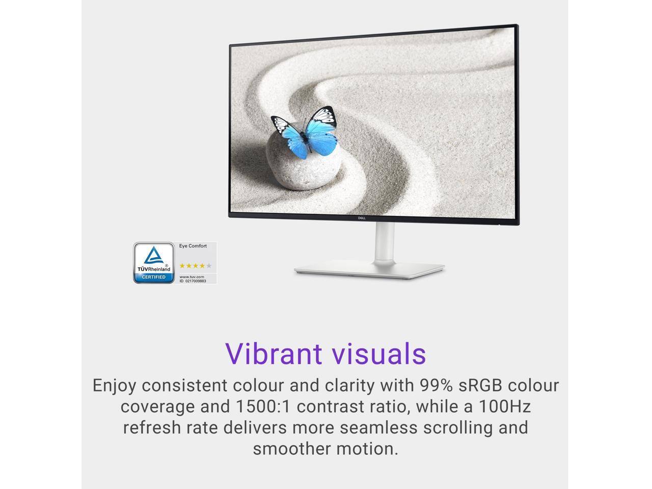 Eye Comfort  
TÜV Rheinland CERTIFIED  
www.tuv.com  

Vibrant visuals  
Enjoy consistent colour and clarity with 99% sRGB colour coverage and 1500:1 contrast ratio, while a 100Hz refresh rate delivers more seamless scrolling and smoother motion.