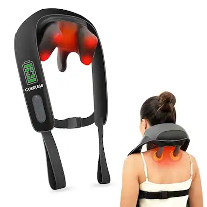 Front. DORLUKFU - Neck Massager for Pain Relief Deep Tissue, Neck Massage with Heat, Cordless Massager for Back and Shoulder Pain, Deep.