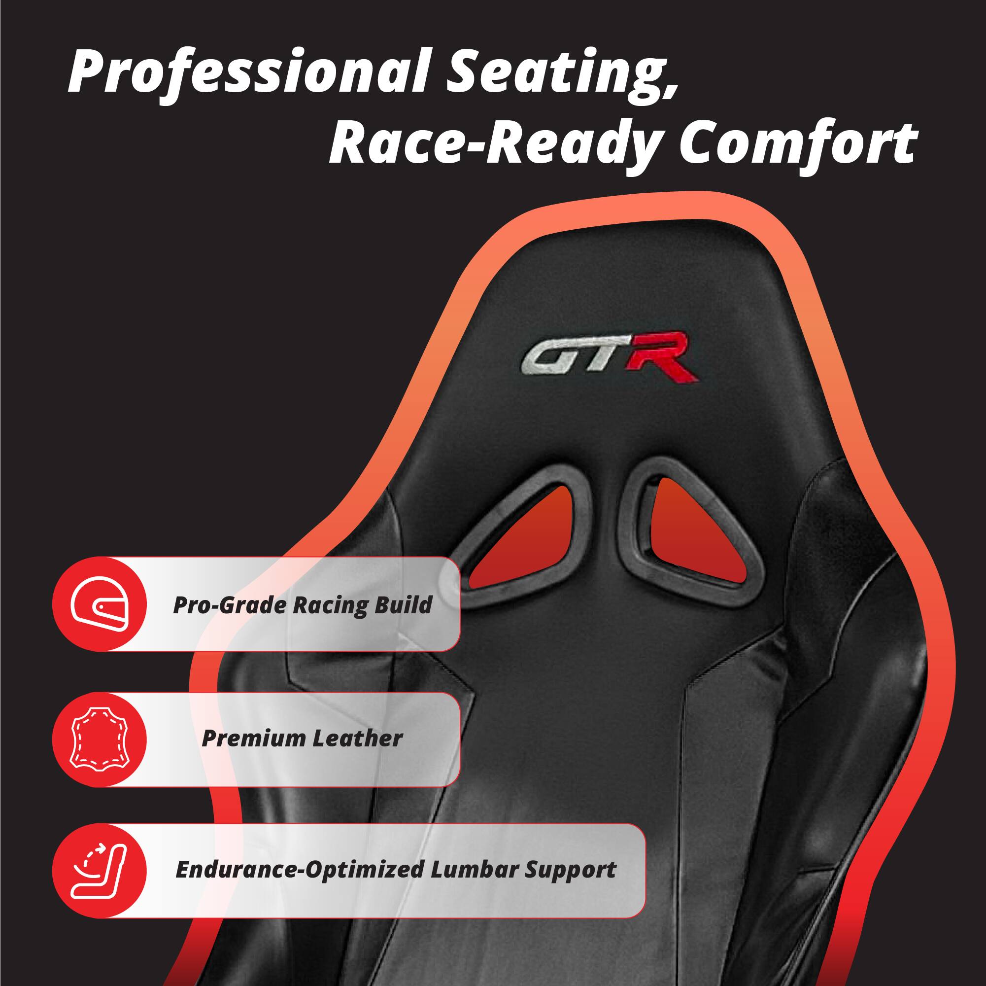 Professional Seating, Race-Ready Comfort

- Pro-Grade Racing Build
- Premium Leather
- Endurance-Optimized Lumbar Support