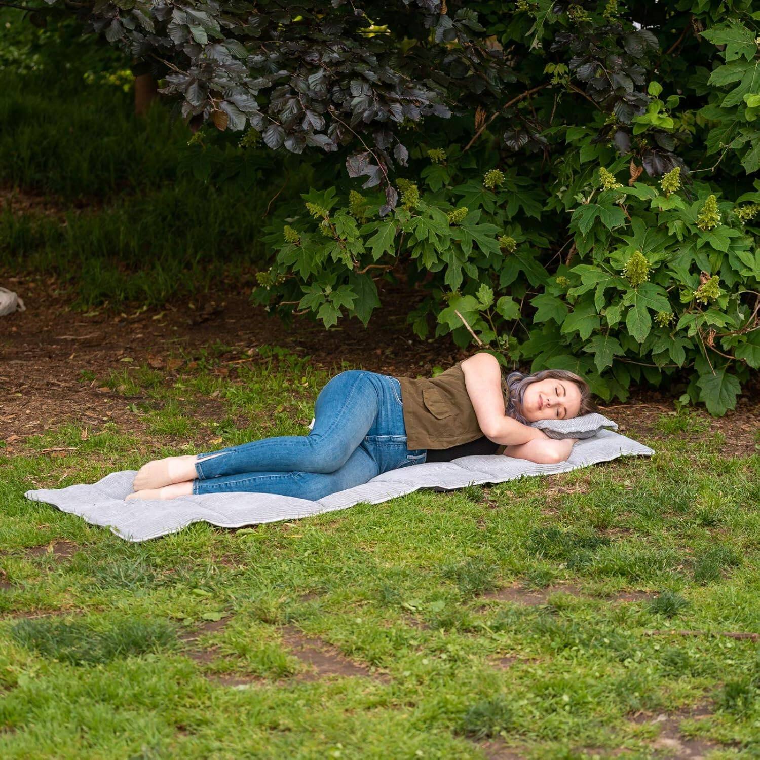 Alt View 4. Alpcour - Alpcour Camping Cot Mattress Pad - 75x28" Corduroy Topper with Pillow & Carry Case - Grey.