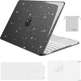 mosiso - Sparkly Glitter Case for MacBook Neo Case 13 inch 2026 A3404 with A18 Pro with Keyboard Cover&Screen Protector&Pouch - Black