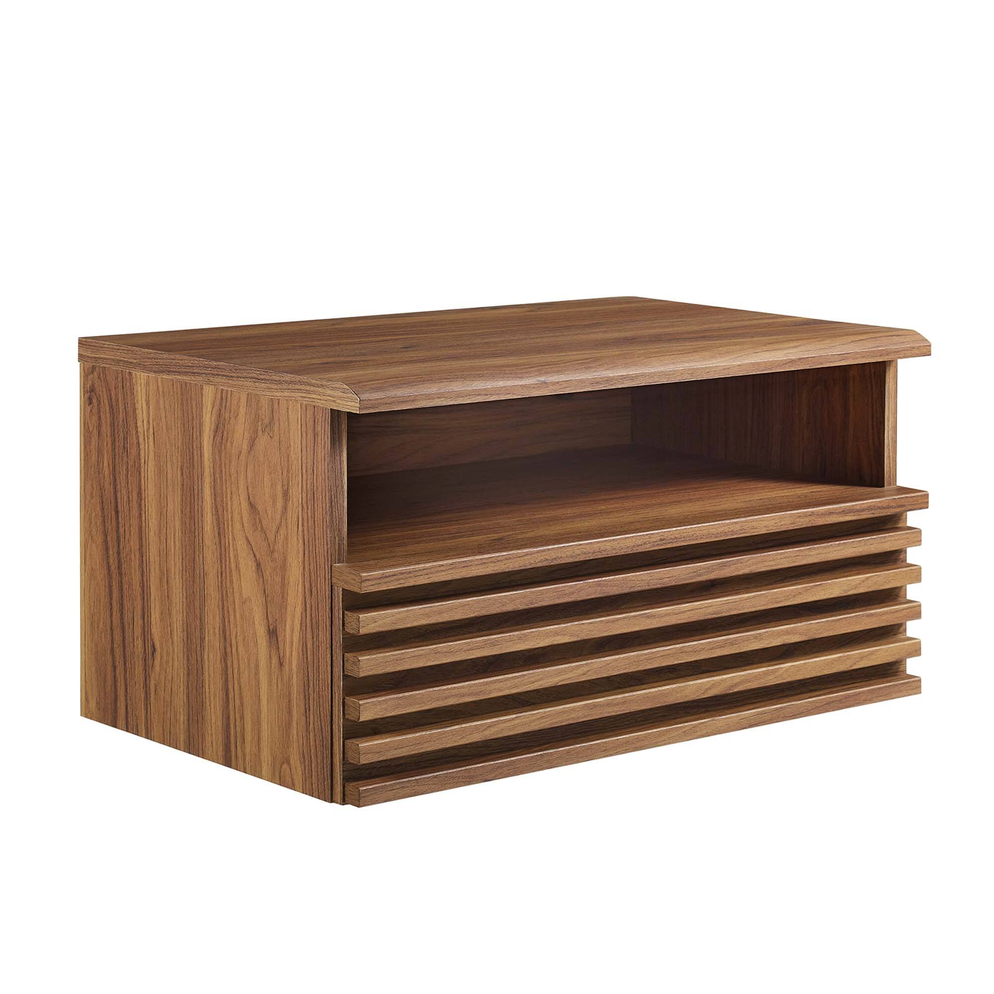 Angle. Modway - Render Wall-Mount Nightstand by Modway - Walnut.