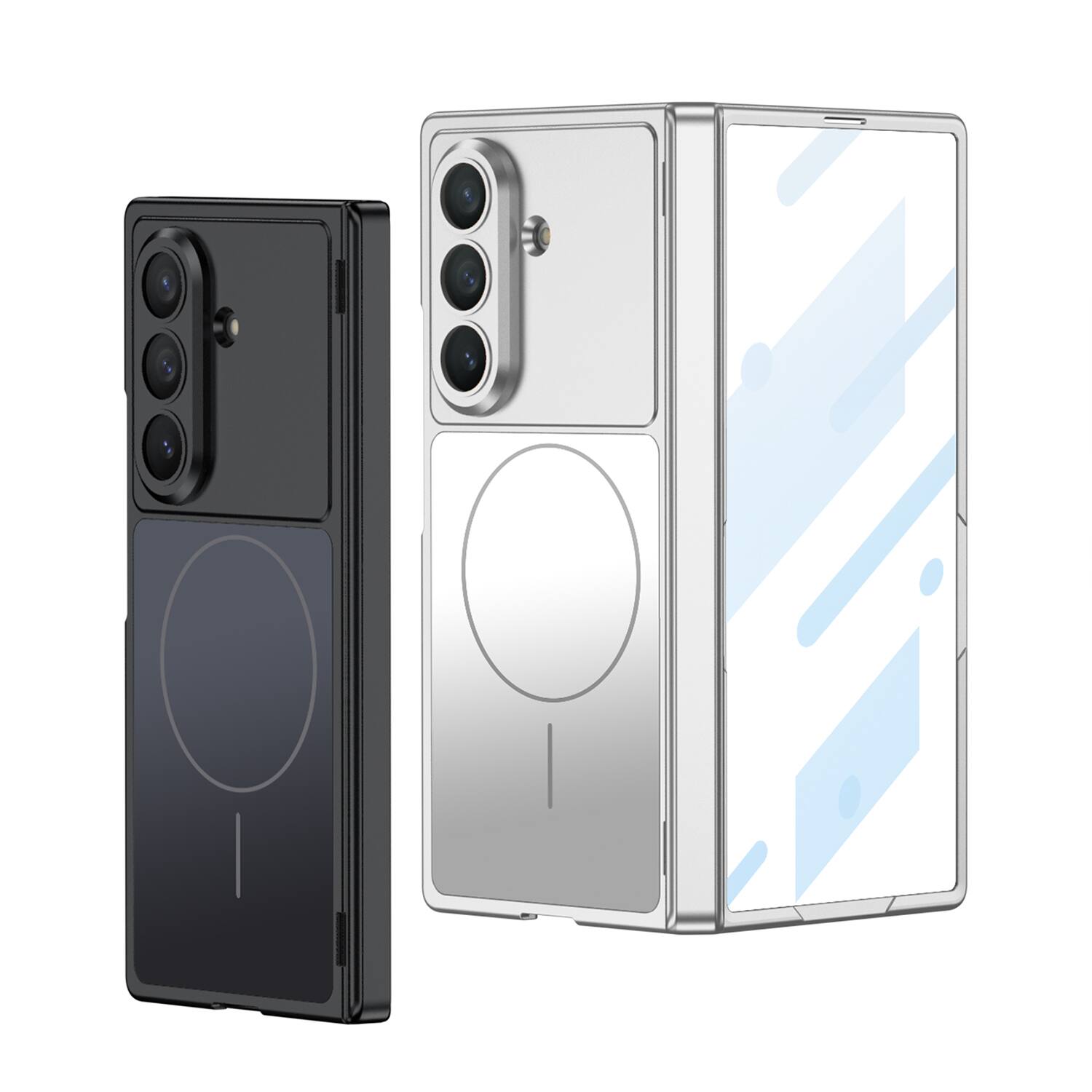 Left. Dteck - Magnetic Slim Case with Built-in Screen Protector for Samsung Galaxy Z Fold8 Ultra, Hard PC Shock-absorbent Back Cover - Orange.