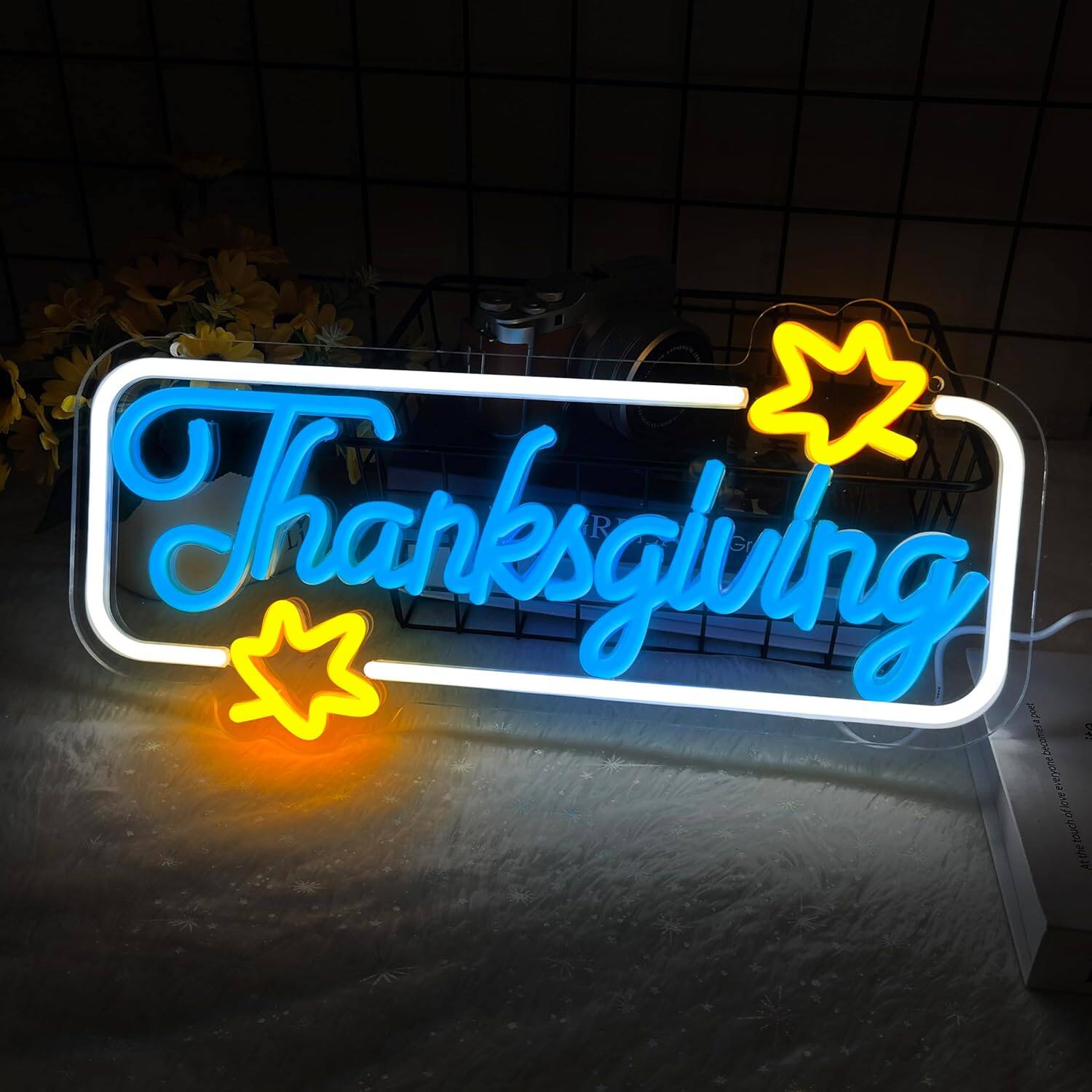 Auledio - Thanksgiving Neon Sign, Thanksgiving Happy Wall Window Art Decoration Festival Celebration, Dimmable USB Powerd - Multicolor