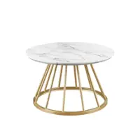 Walker Edison - Modern Cage-Base Coffee Table - Faux White Marble - Front_Zoom