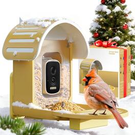 FINEAK - Solar Smart Bird Feeder-2.5K AI Camera, Real-time Wildlife Experience - Yellow