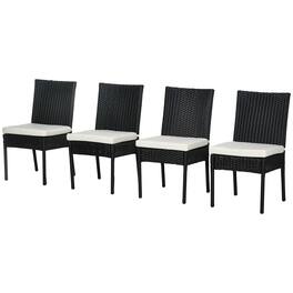 Outsunny - PE Rattan Outdoor Dining Chairs with Cushions - Cream White