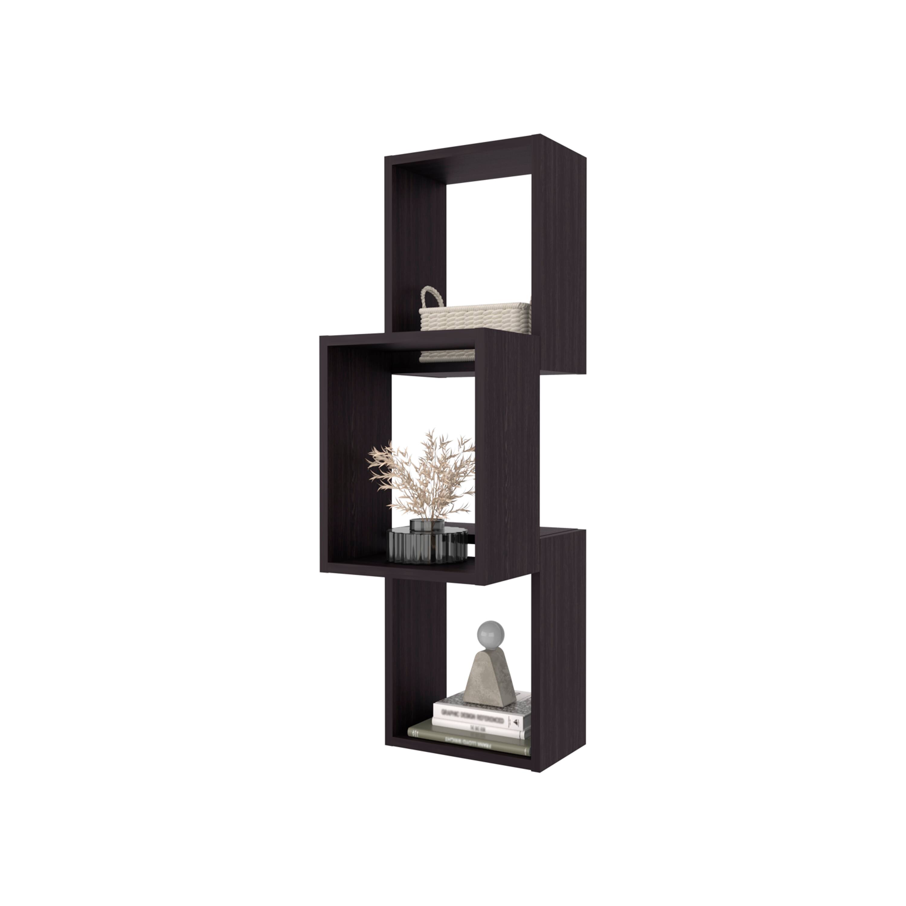 Alt View 2. TuHome - Seyner 3-Cube Wall Shelf, Open Storage and Display Shelves for Living Room Decor or Office Decor - Black.