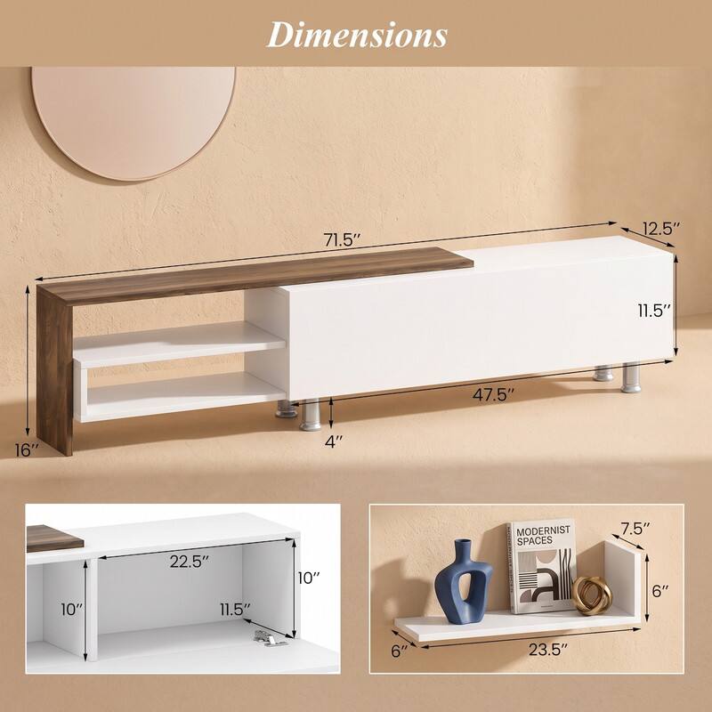 Dimensions
71.5"
12.5"
11.5"
47.5"
16"
4"
10"
22.5"
11.5"
10"
MODERNIST SPACES
7.5"
6"
6"
23.5"