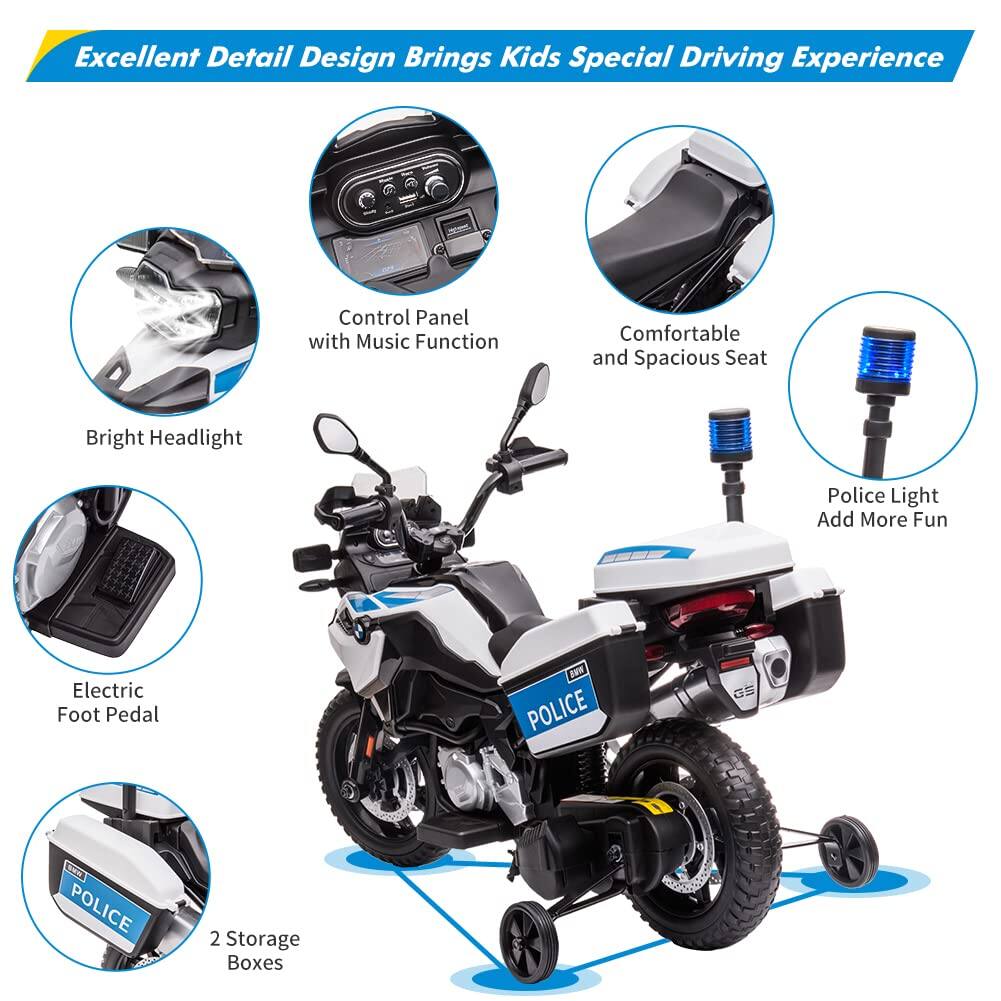 Excellent Detail Design Brings Kids Special Driving Experience

- Control Panel with Music Function
- Comfortable and Spacious Seat
- Bright Headlight
- Police Light Add More Fun
- Electric Foot Pedal
- 2 Storage Boxes