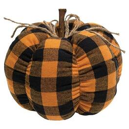 BreeBe - *Orange & Black Plaid Stuffed Pumpkin 8" - Orange, Black