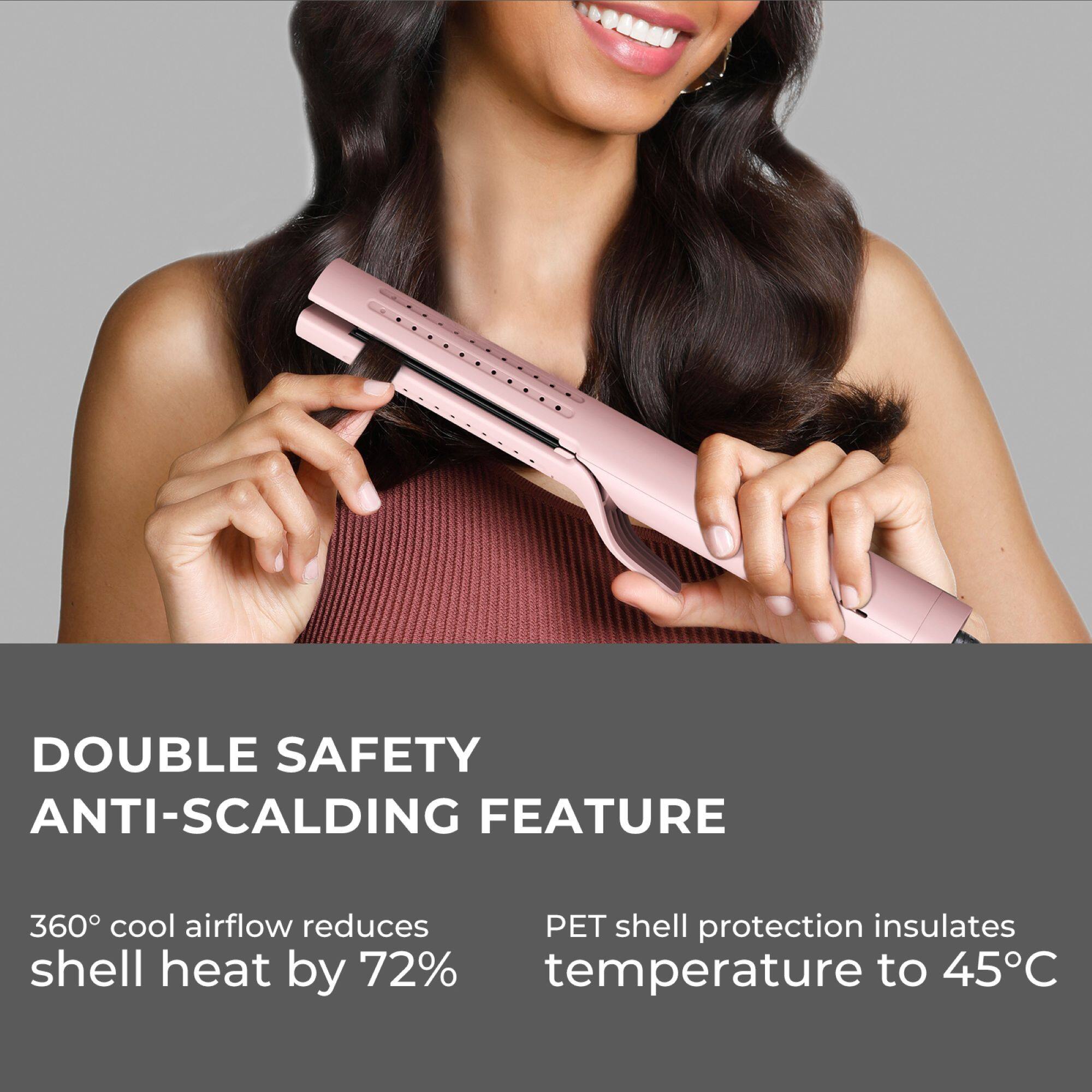 DOUBLE SAFETY ANTI-SCALDING FEATURE

360° cool airflow reduces shell heat by 72%

PET shell protection insulates temperature to 45°C