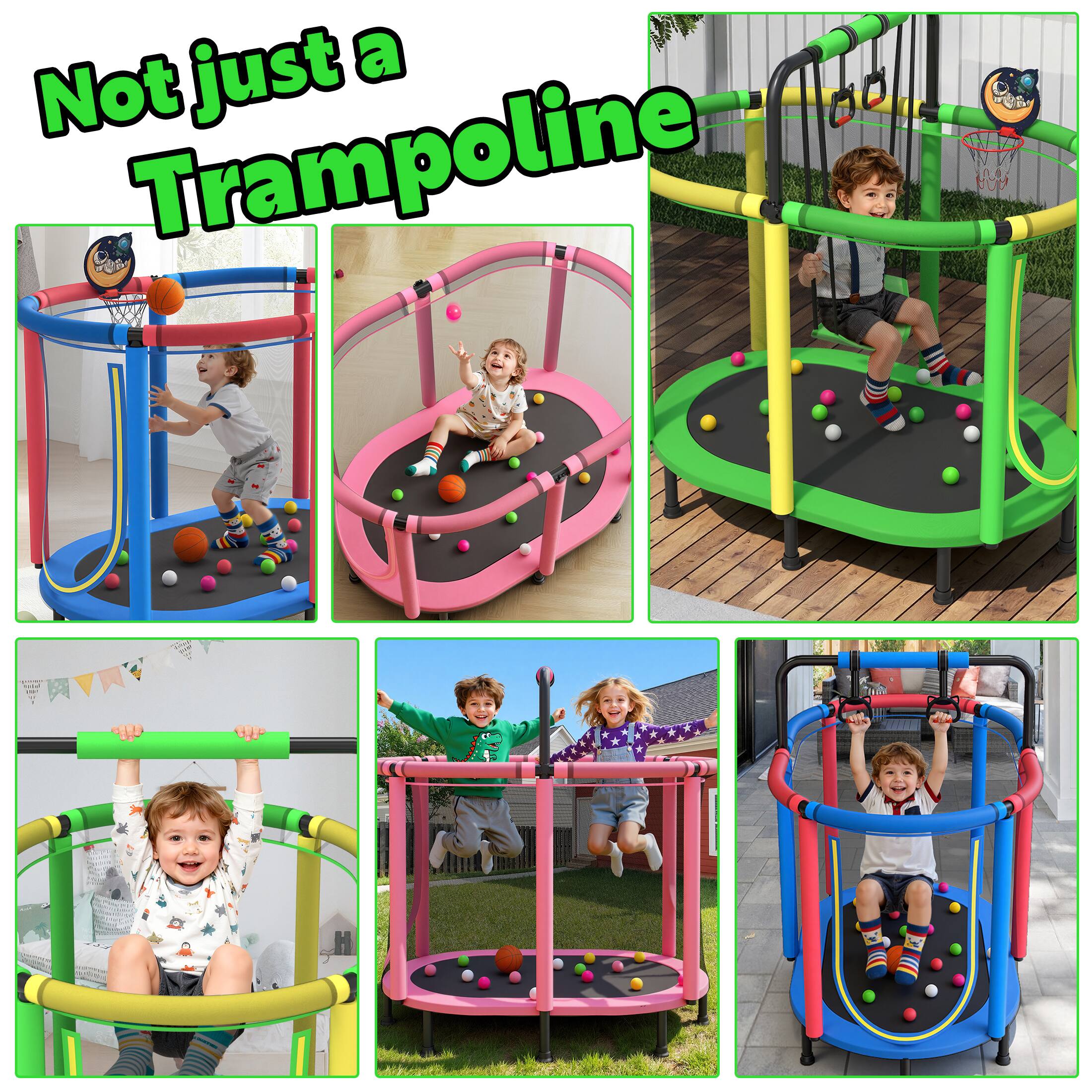 Segmart Toddler Trampoline with Enclosure Net, 60
