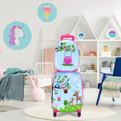 Costway 2 Pc 12'' ,16'' Kids Luggage Set Suitcase Backpack School Travel Trolley Costway 2 Pc 12'' ,16'' Kids Luggage Set Suitcase Backpack School Travel Trolley