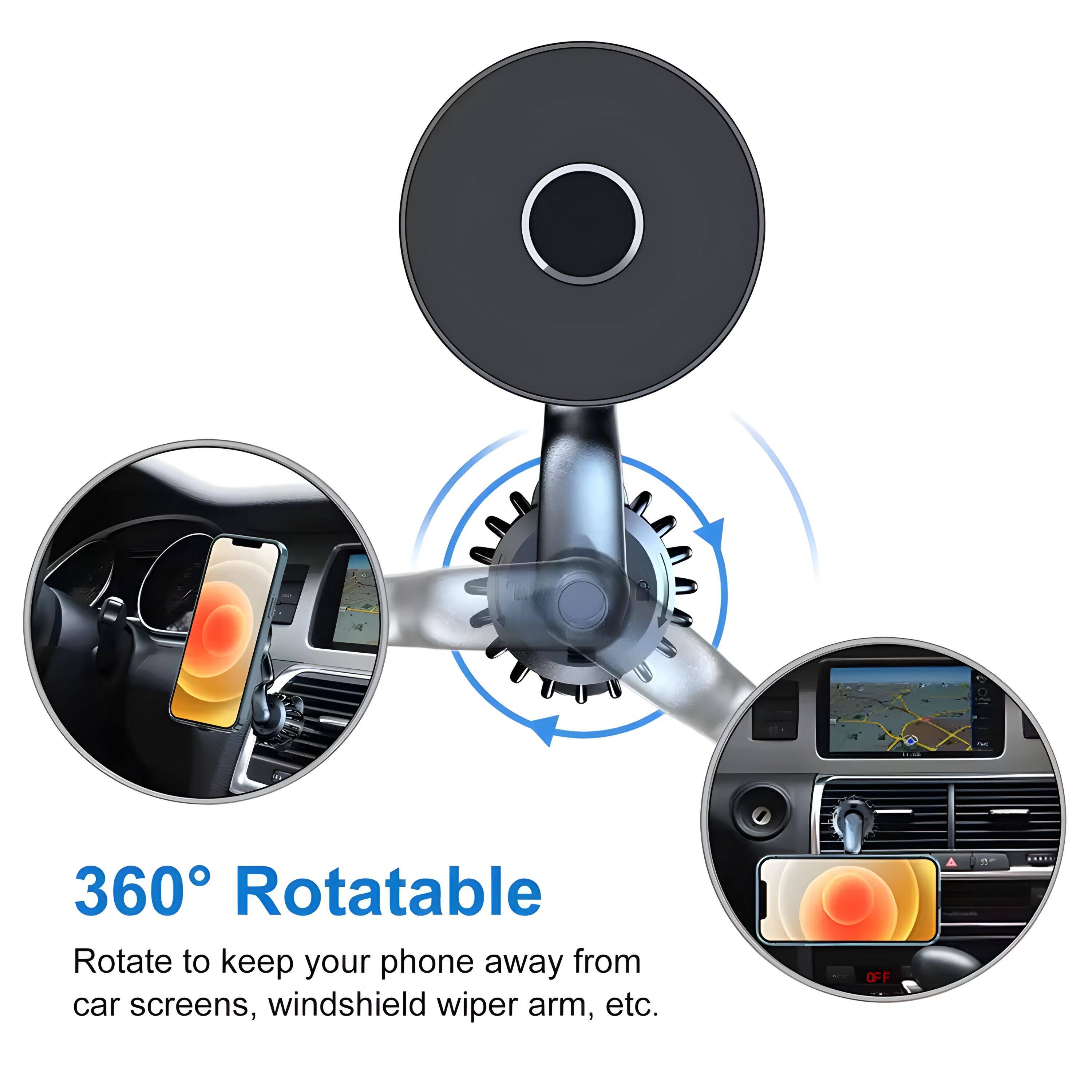 360° Rotatable

Rotate to keep your phone away from car screens, windshield wiper arm, etc.