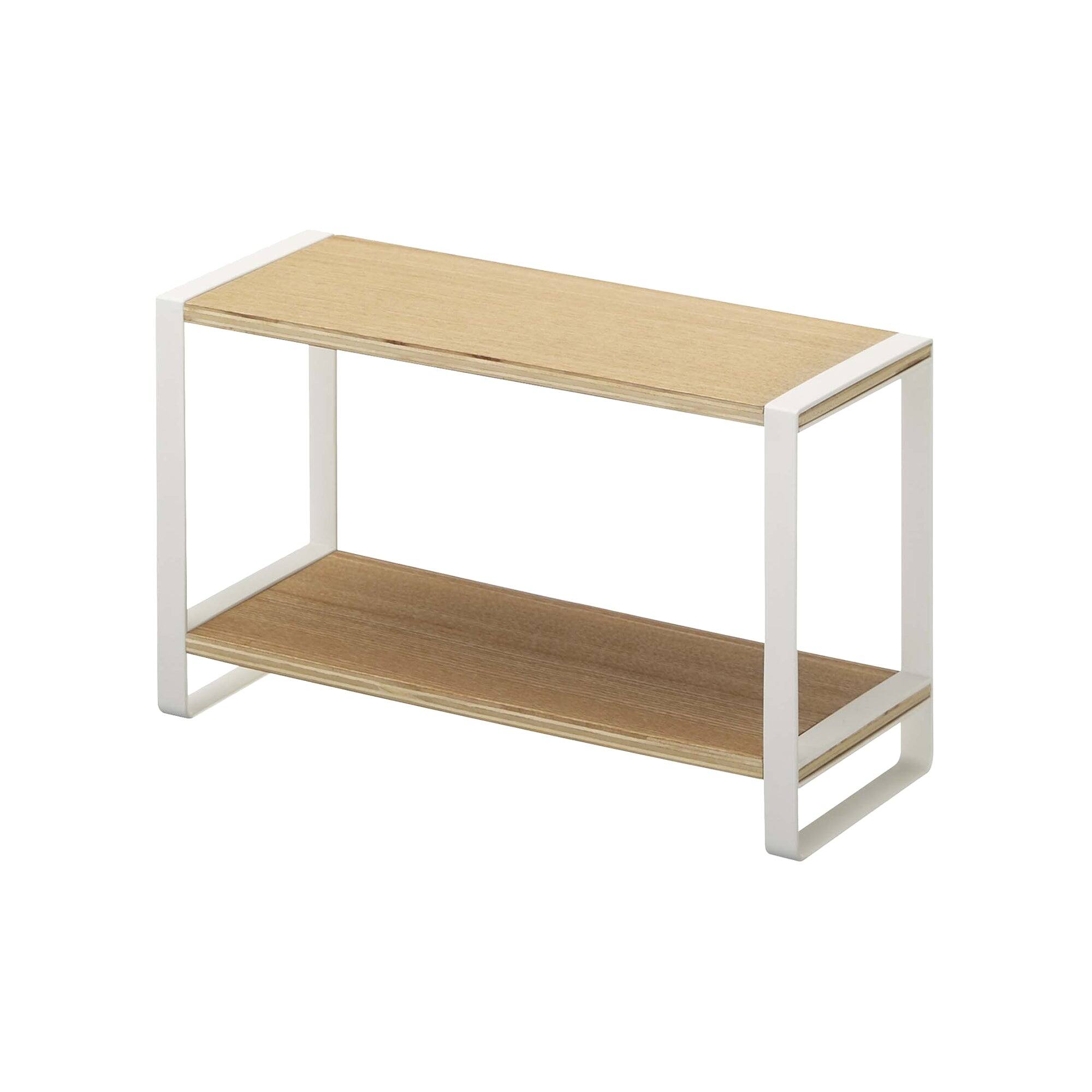 Alt View 2. Yamazaki Home - Two-Tier Riser - Steel + Wood - White.