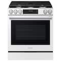 Samsung - 30 in. Wide 5 Burner 6.0 cu. ft. Bespoke Smart Slide-In Gas Range with No Preheat Air Fry Max and True Convection - White Glass