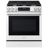Samsung - 30 in. Wide 5 Burner 6.0 cu. ft. Bespoke Smart Slide-In Gas Range with No Preheat Air Fry Max and True Convection - White Glass