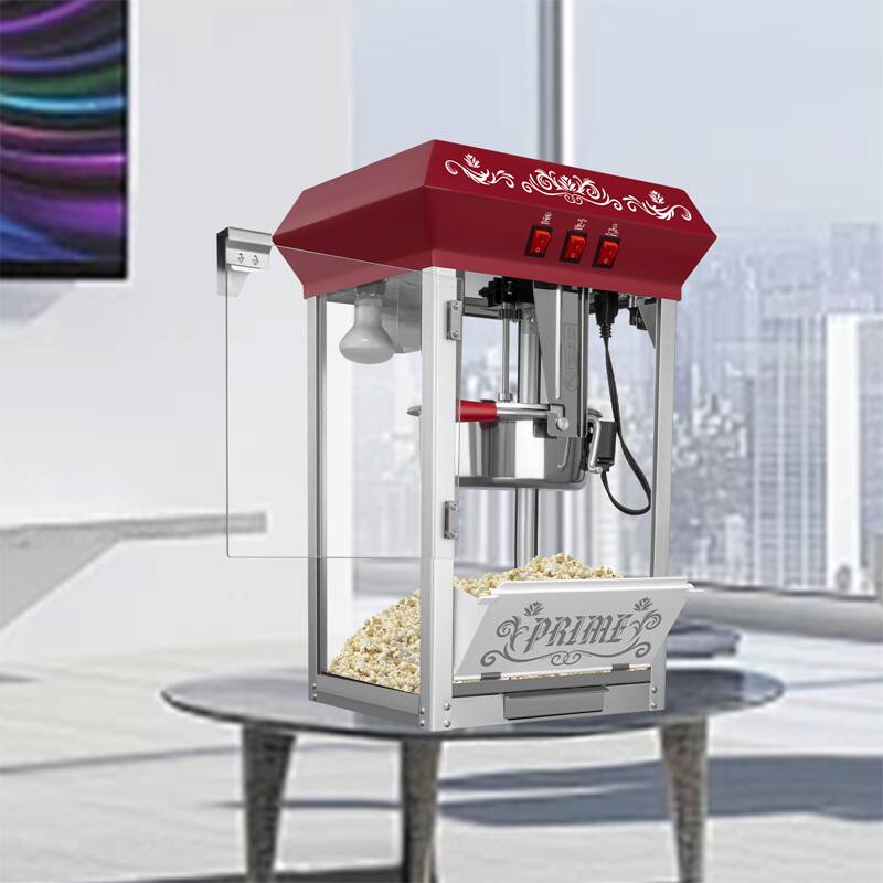 Alt View 2. TinyHomie - 12 Ounce Kettle Stainless Steel Commercial Popcorn Machine w/ Tempered Glass Warming Deck 800W Countertop Popcorn Popper - Red.