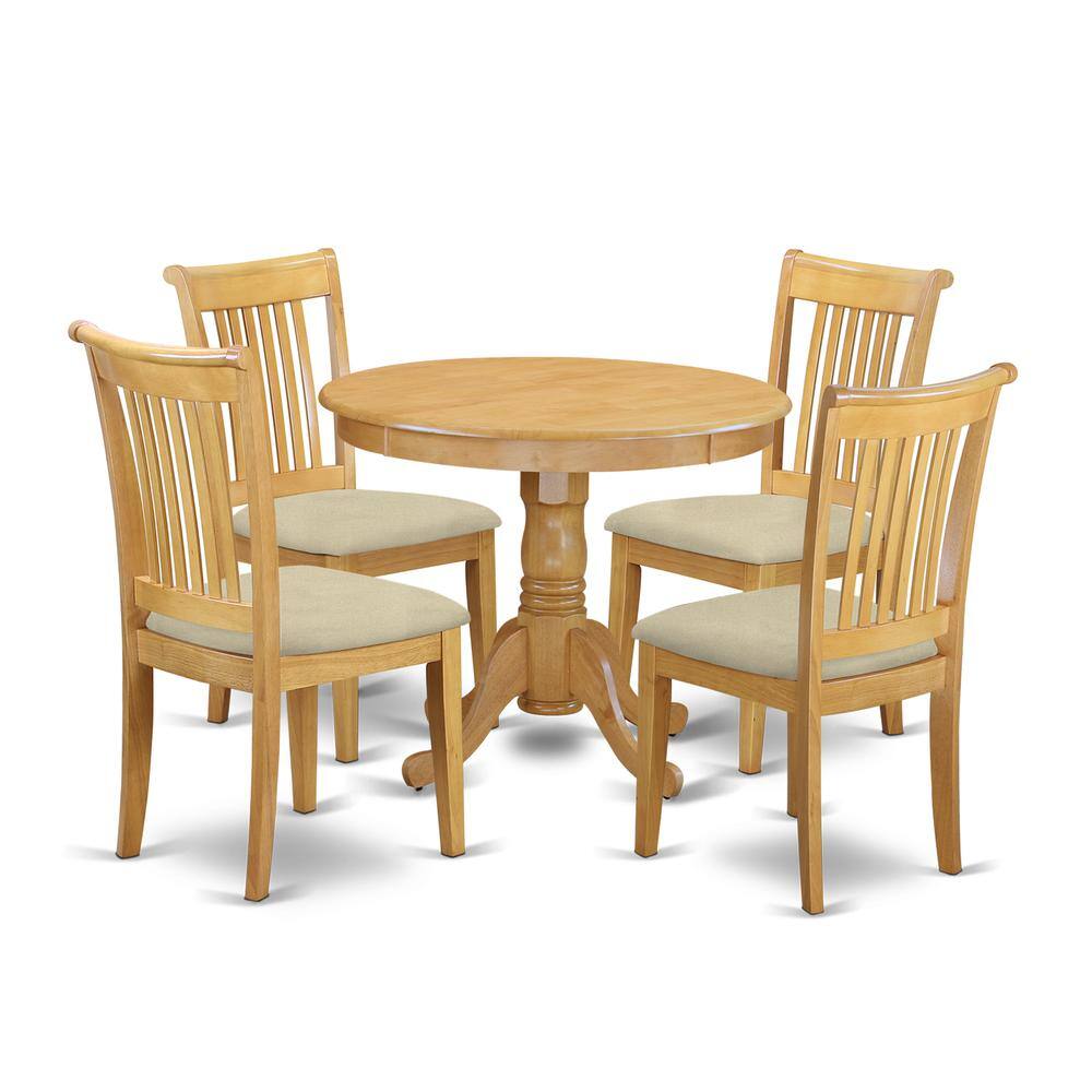 Back. East West Furniture - Dining Room Set Oak - Brown.