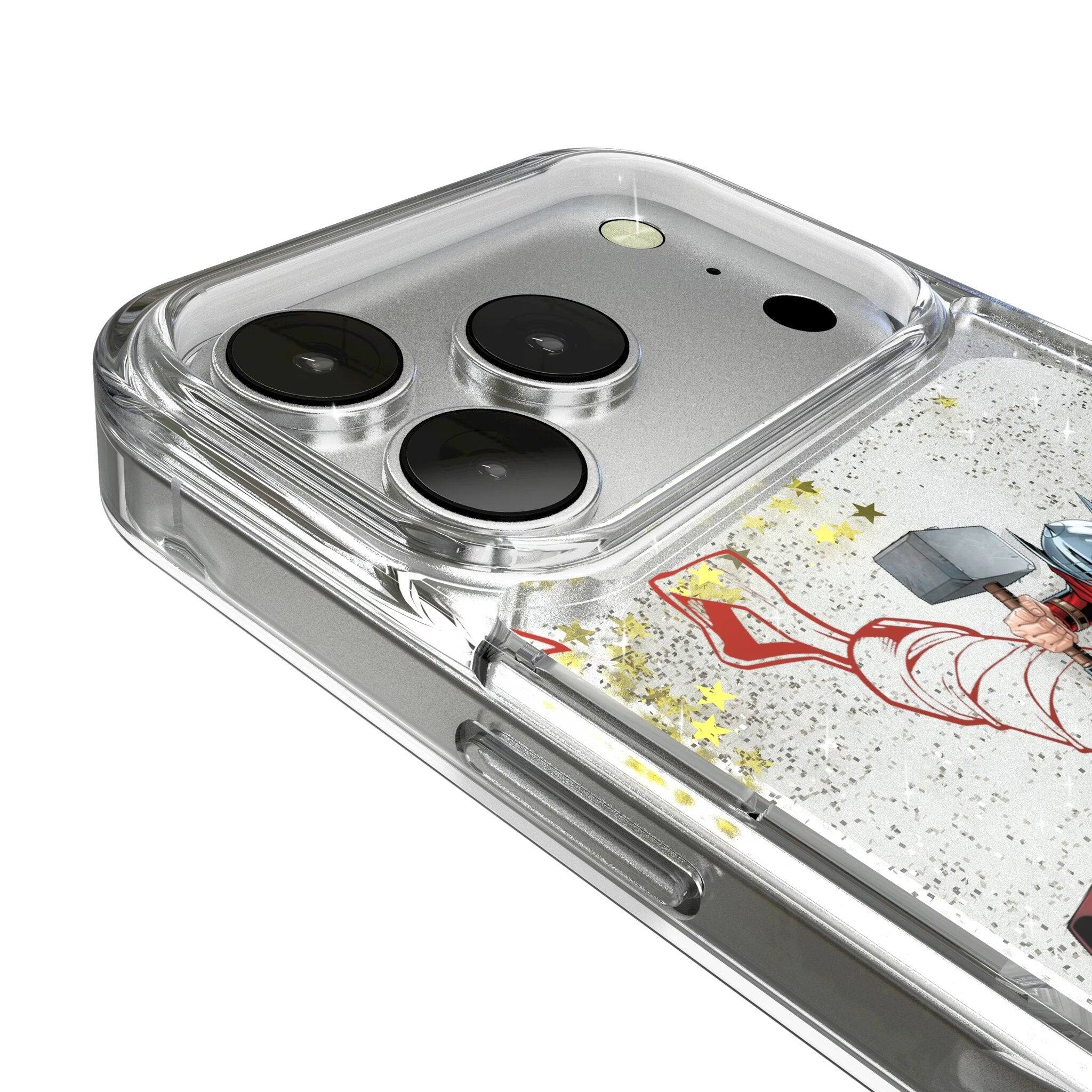 Left. Keyscaper - Marvel MechLine Glitter Phone Case - Apple iPhone 17 - Thor.