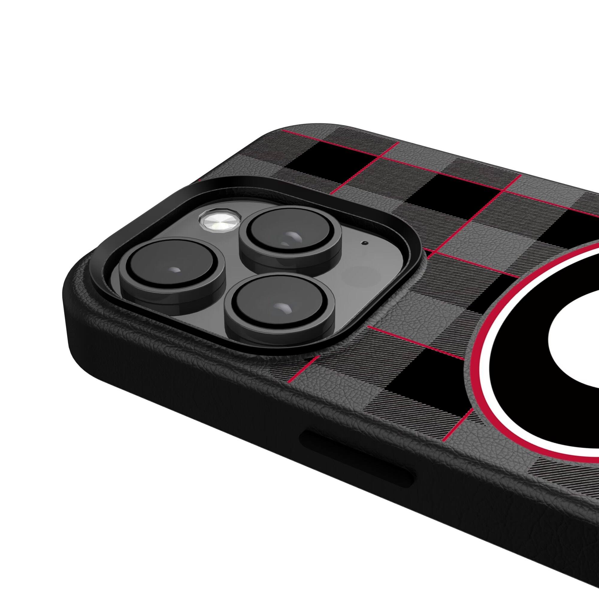 Alt View 3. Keyscaper - Georgia Bulldogs Plaid Magnetic Bump iPhone Case - 14 - Black.