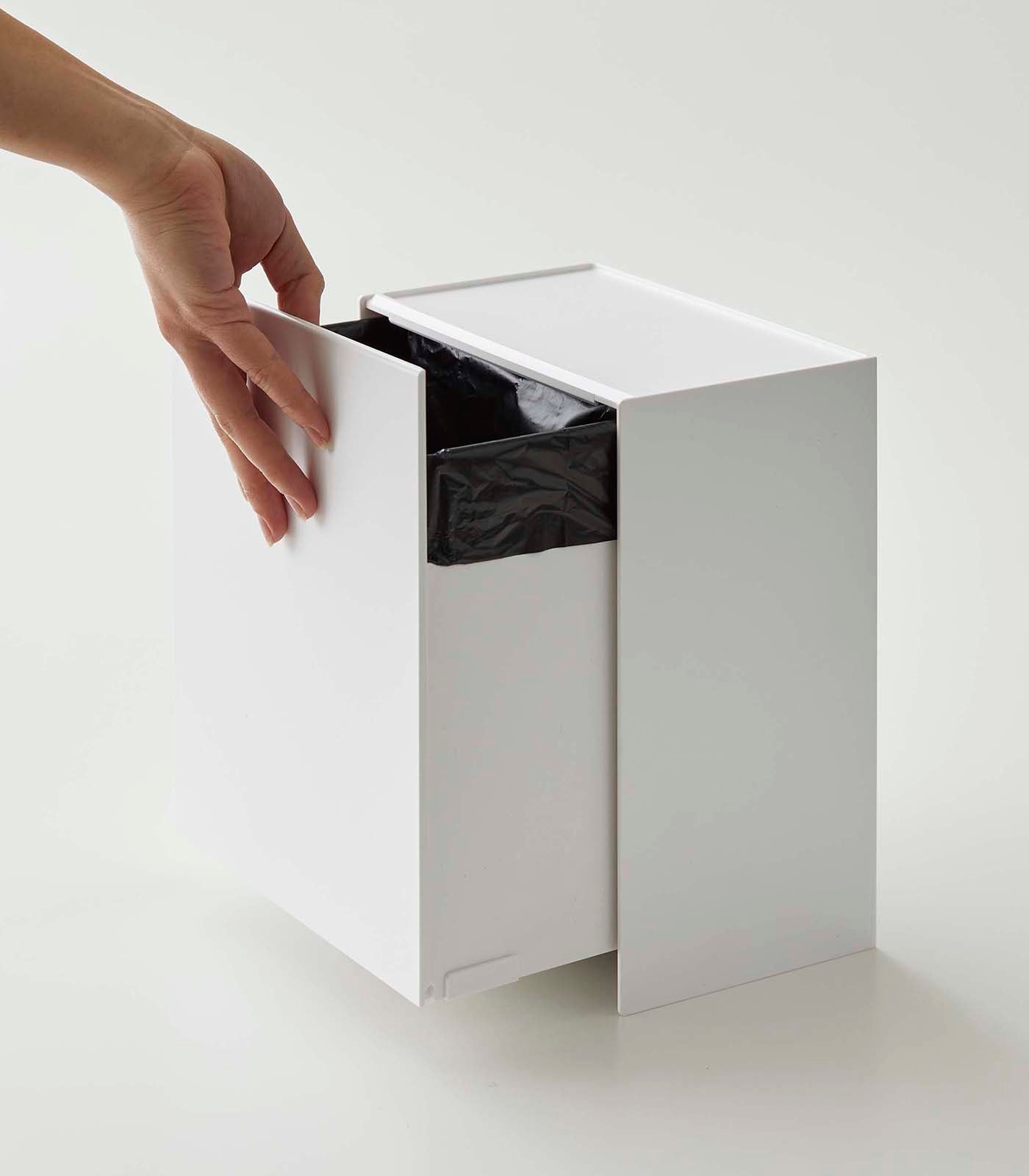 Alt View 1. Yamazaki Home - Wall-Mounted Storage or Trash Bin - White.